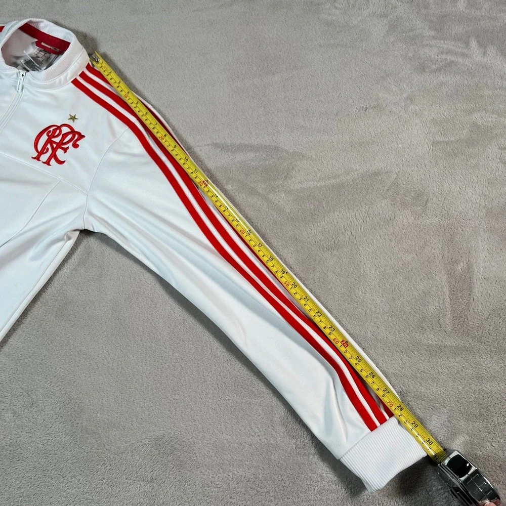 Adidas Flamengo Soccer Track Jacket Men's Small White Red CRF Full Zip Soccer